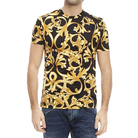 versace t shirt blue gold|Gold Versace shirts for men.